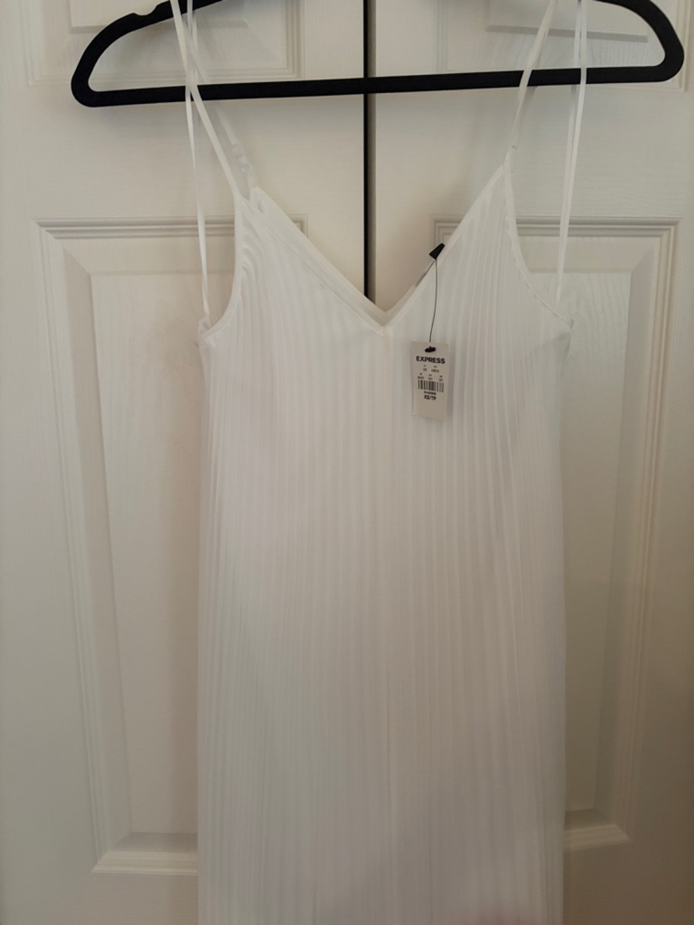 Express White Pleated V-Neck Slip Dress - Picture 3 of 5